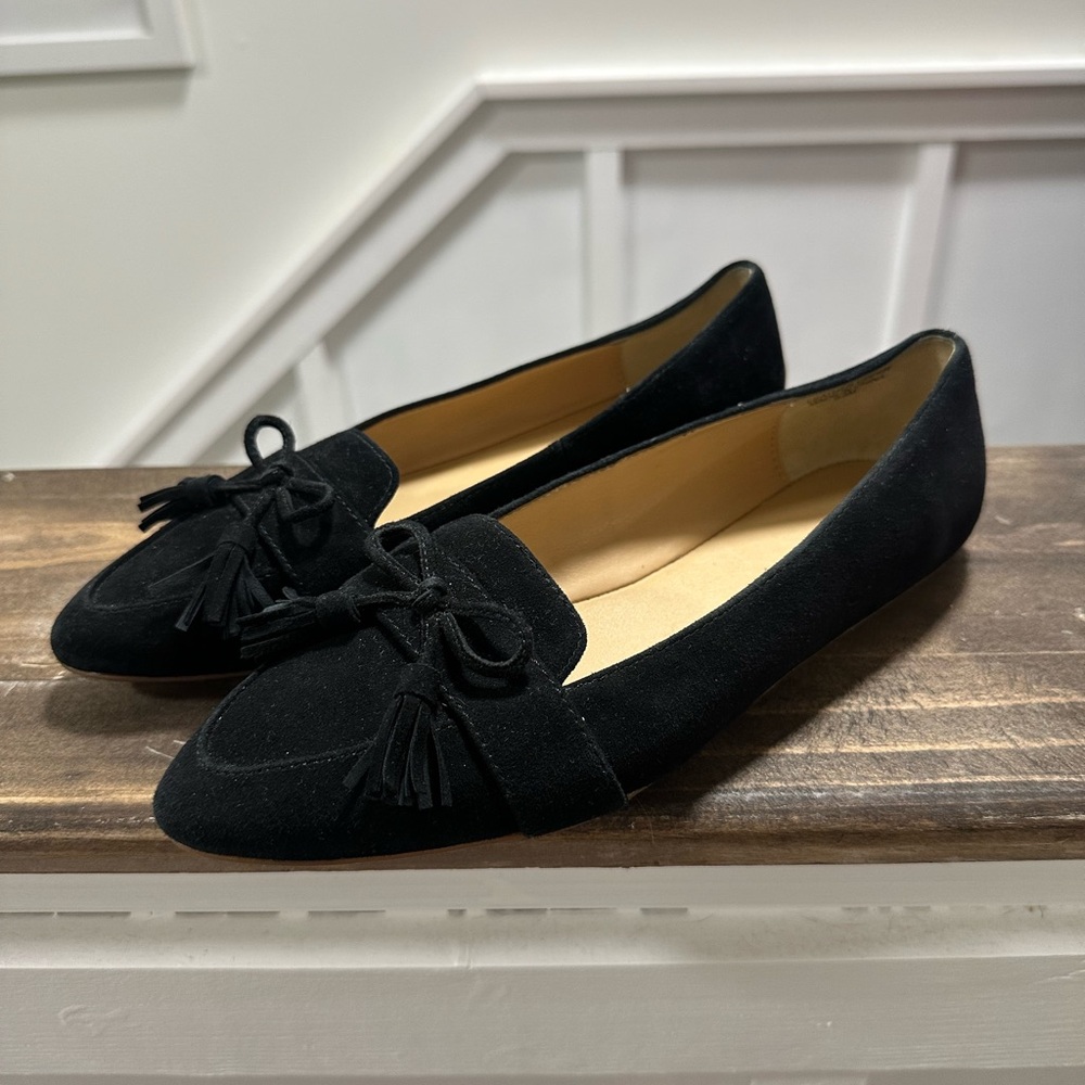 Talbots Black Suede Tassel Loafers